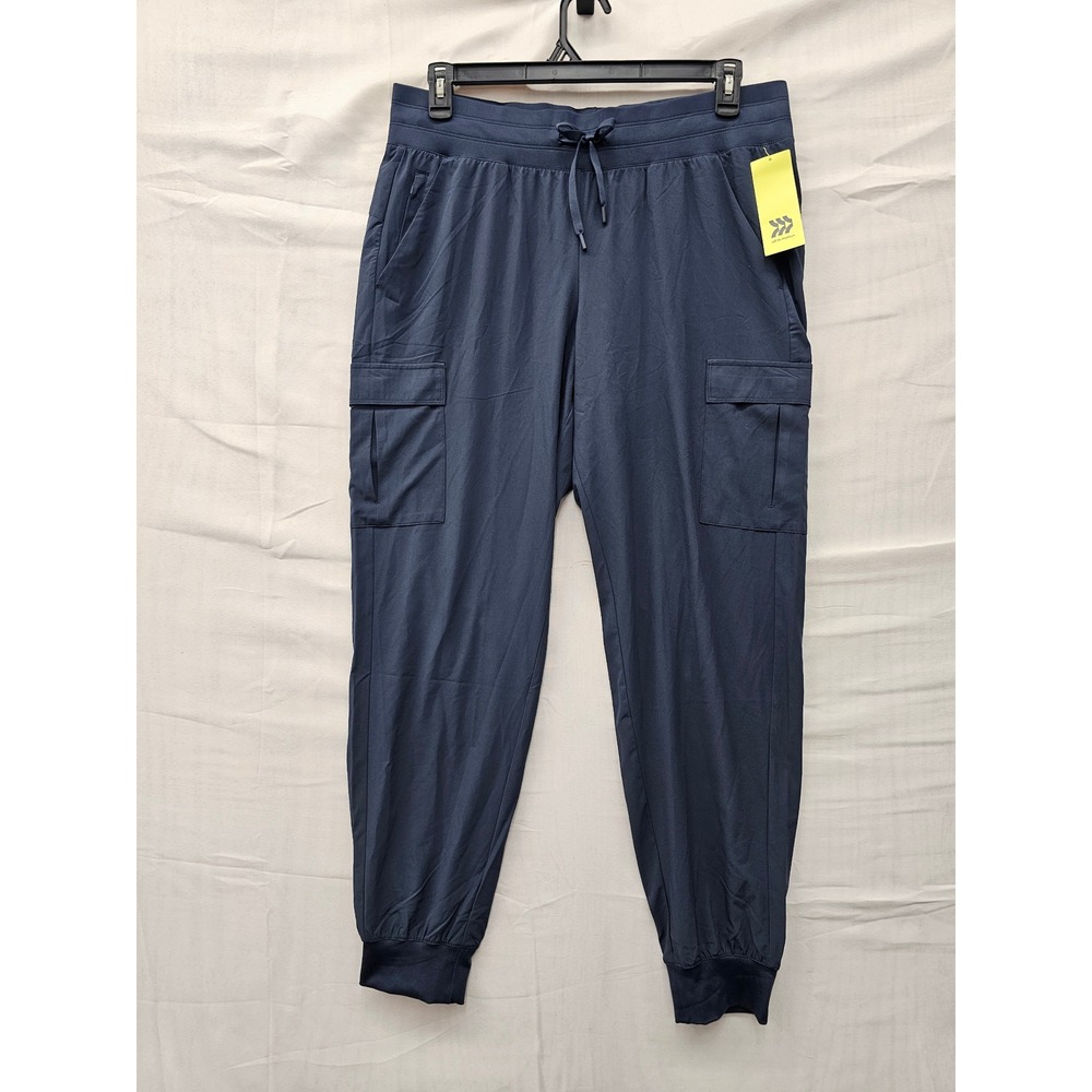 All in Motion Mens Cargo Jogger Pants Blue Polyester Blend Athletic Size Large
